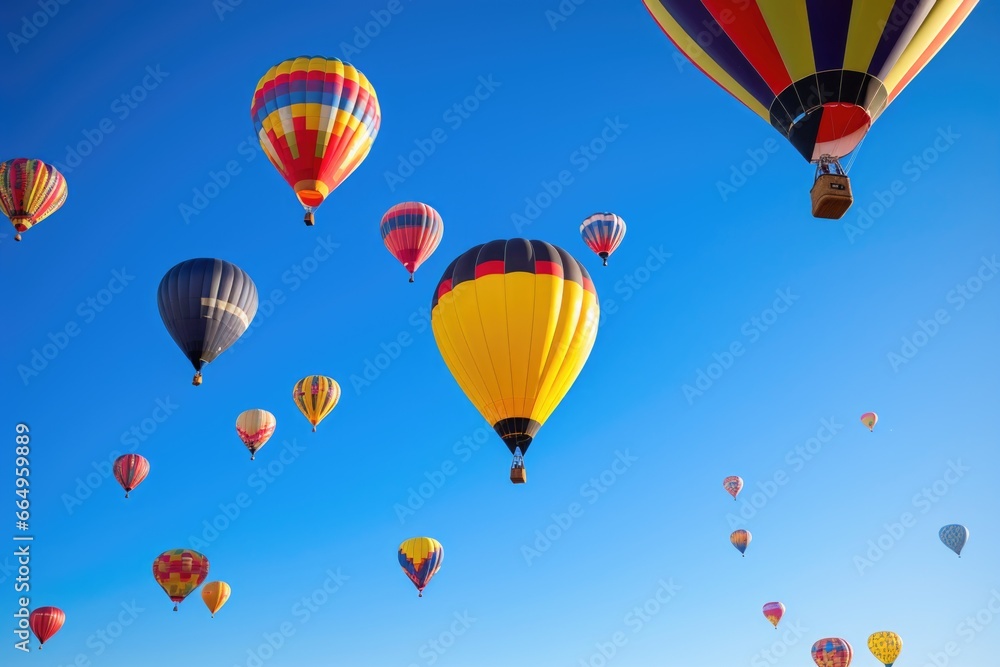Naklejka premium hot air balloons in a clear sky