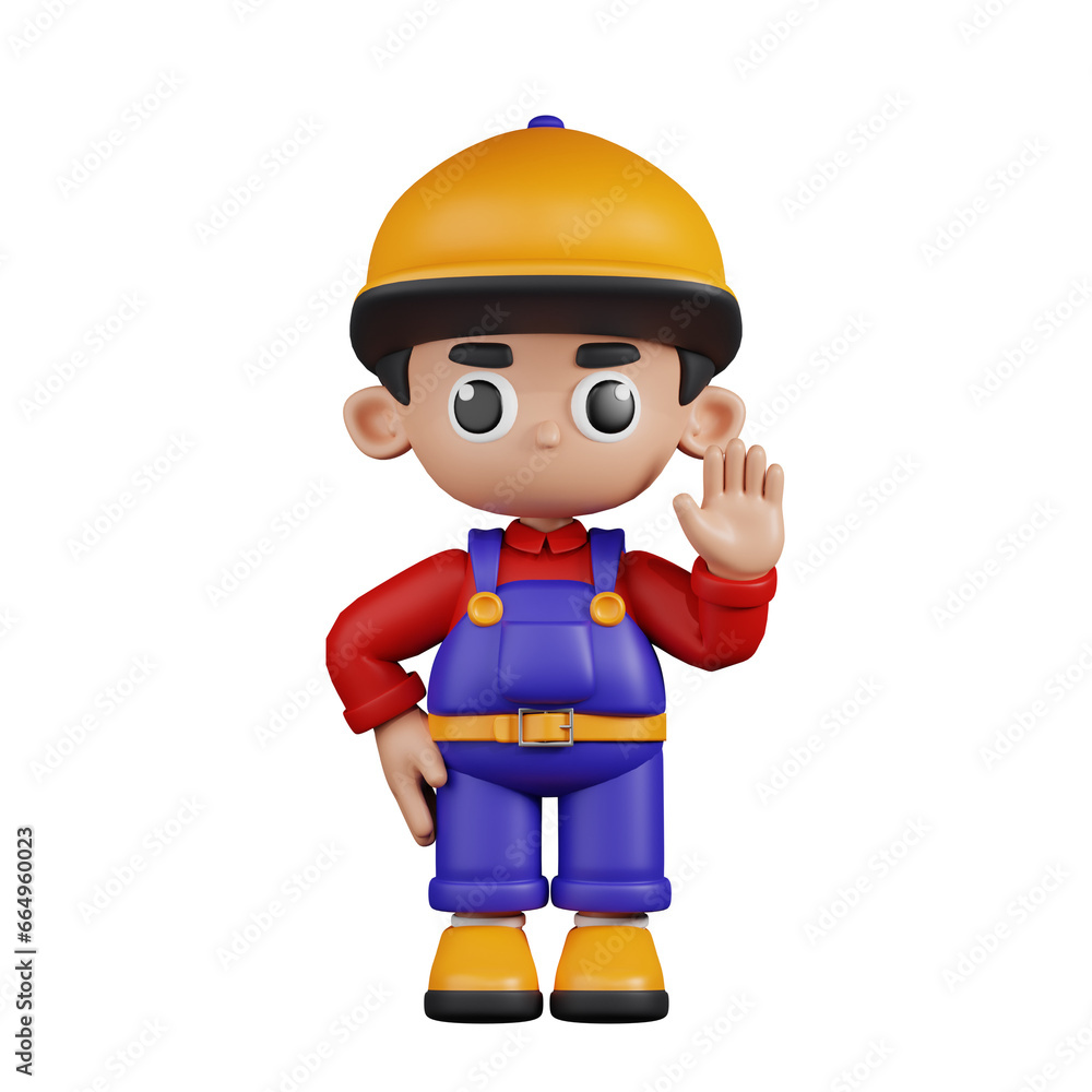 3d Character Mechanic Hands Up Pose. 3d render isolated on transparent backdrop. 3d Character Mechanic Hands Up Pose. 3d render isolated on transparent backdrop.