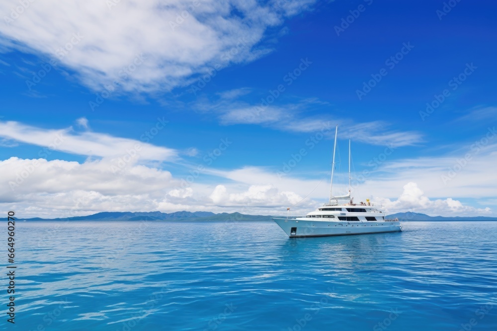 Fototapeta premium luxury yacht anchored in the middle of the ocean