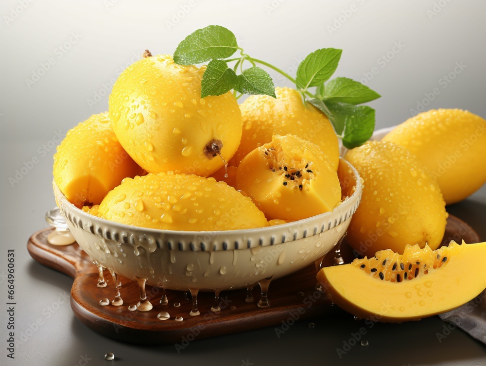 Fresh Canary Melon with Water Drops Fresh Canary Melon with Water Drops