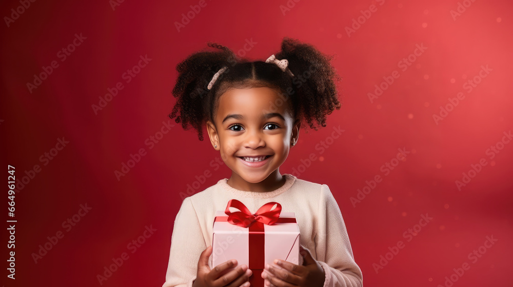 black beautiful girl in an elegant dress holds a gift box with ribbons, Christmas, New Year, celebration, holiday, birthday, present, child, childhood, kid, toddler, bow, smile, emotion, portrait, red black beautiful girl in an elegant dress holds a gift box with ribbons, Christmas, New Year, celebration, holiday, birthday, present, child, childhood, kid, toddler, bow, smile, emotion, portrait, red