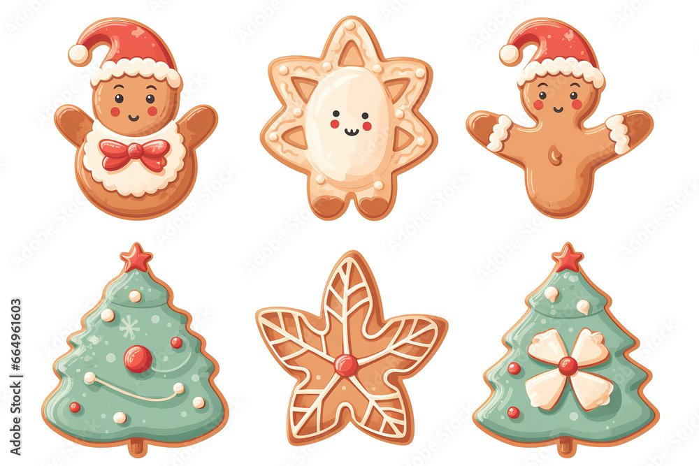 Sugar cookie Christmas vector illustration set. Gingerbread cookies cute png Sugar cookie Christmas vector illustration set. Gingerbread cookies cute png
