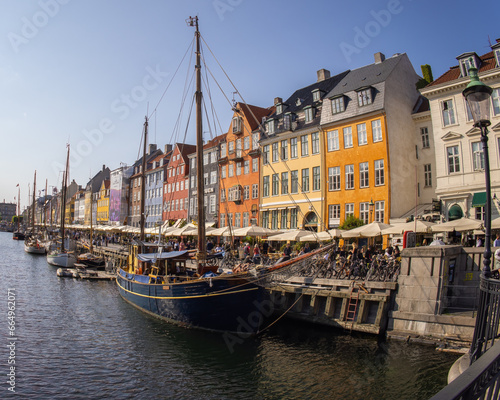 Nyhavn boats canal Copenhagen Denmark 