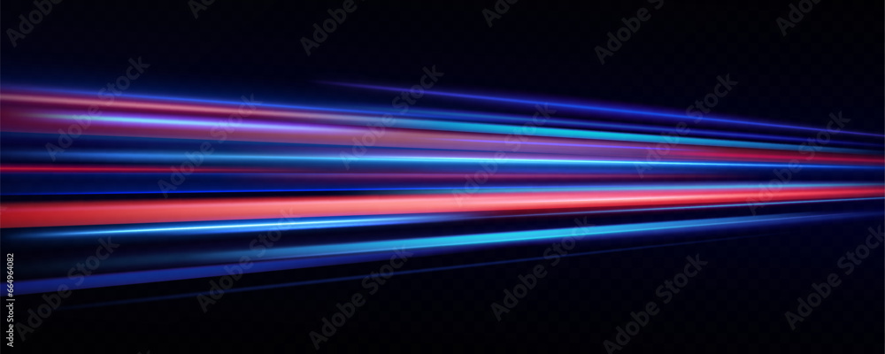 Horizontal neon lines.Blue speed lines.Motion light effect.Vector. red Horizontal neon lines.Blue speed lines.Motion light effect.Vector. red