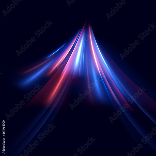 Neon speed lines. Dynamic light motion traces. Light trace wave, trace line.	