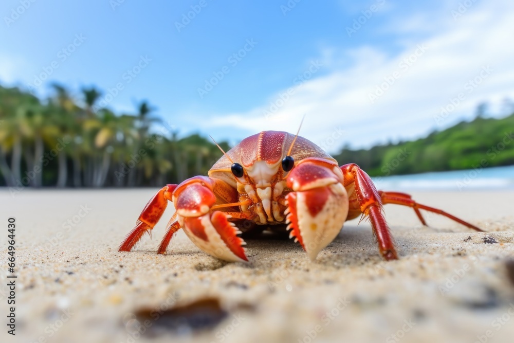 hermit crab crawling on sandy beach hermit crab crawling on sandy beach