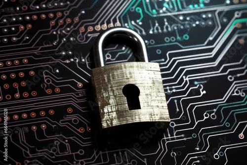 Wallpaper Mural closed padlock on a paper with printed binary code Torontodigital.ca