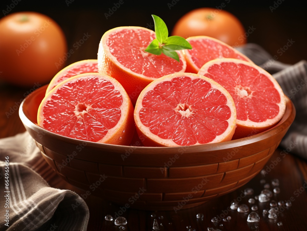 Sliced Fresh Grapefruits with Water Droplets. Pomelo Fruits Sliced Fresh Grapefruits with Water Droplets. Pomelo Fruits