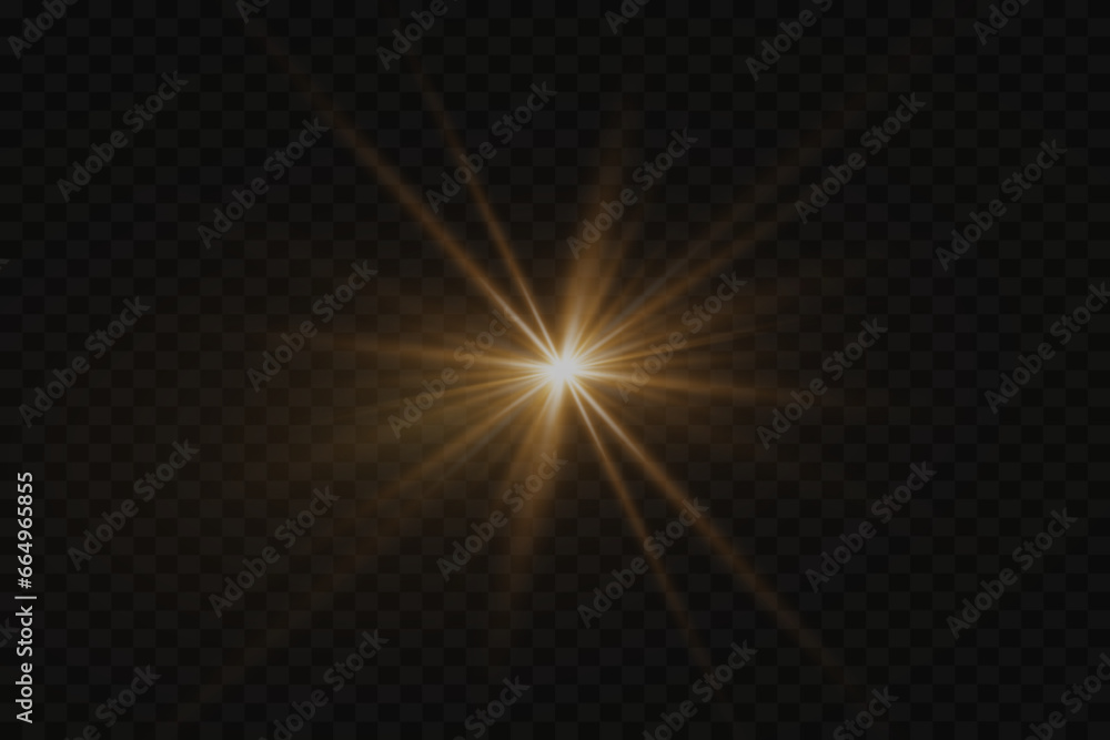Glare effect. Flash with rays of light. On a transparent background.