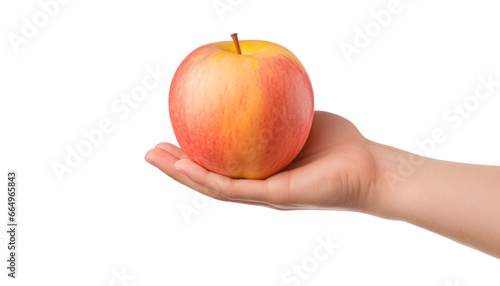 apple in hand isolated on transparent background cutout