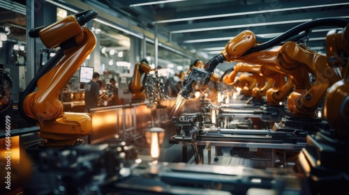 High-tech factory with robots