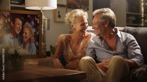 Happy family with elderly parents