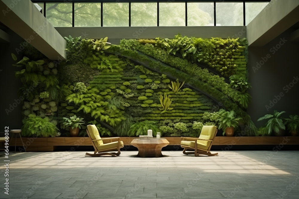 interior design, Vertical wall garden in interior design. generative ai. interior design, Vertical wall garden in interior design. generative ai.