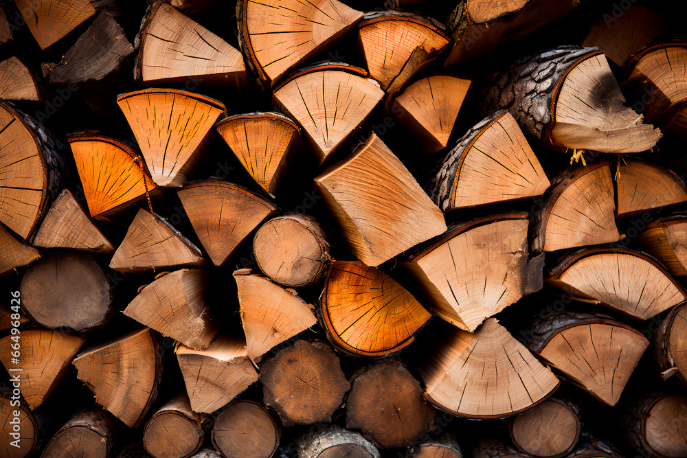 Chopped and neatly stacked firewood. Background, wallpaper Chopped and neatly stacked firewood. Background, wallpaper