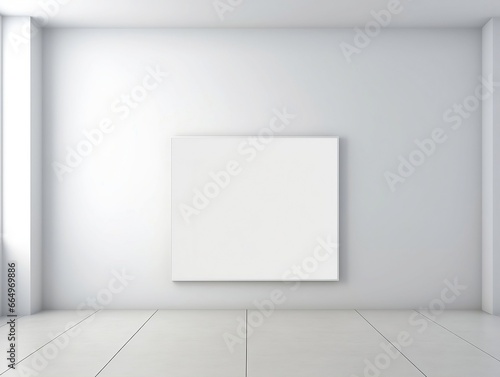 3D render blank white gallery wall frame mockup generative ai