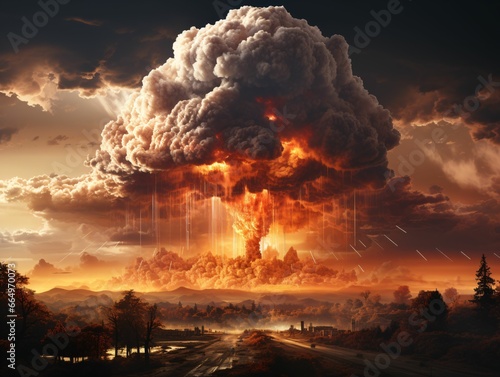 Nuclear Bomb Explosion. Mushroom Cloud