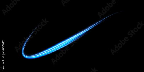 Abstract light lines of speed movement, blue colors. Light everyday glowing effect. semicircular wave, light trail curve swirl, optical fiber incandescent png. EPS10