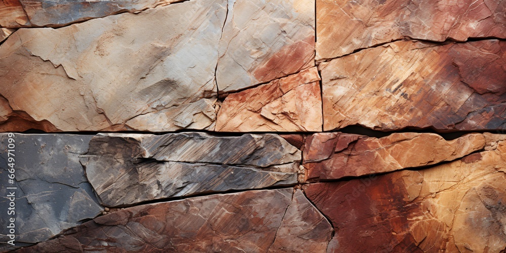 Fototapeta premium Red and Brown Rough Stone Texture Background. Rock Surface Background