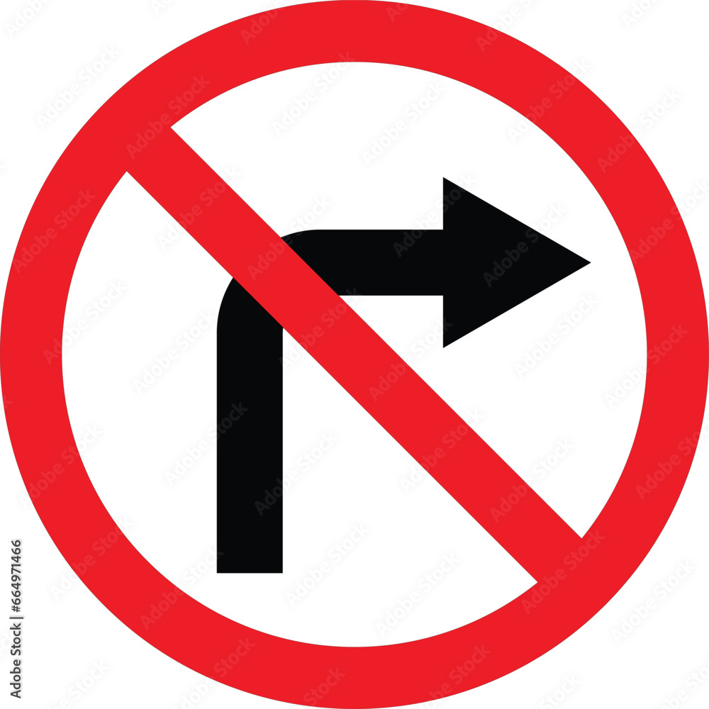 No right turn sign . Do not turn right sign . Vector illustration No right turn sign . Do not turn right sign . Vector illustration