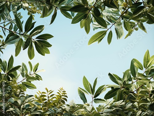 Exotic Tropical Leaves Background with Copy Space in The Center