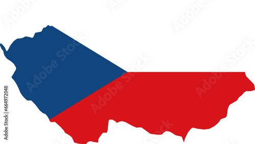 A contour map of Czech Republic. Graphic illustration on a white background with the national flag superimposed on the country's borders photo