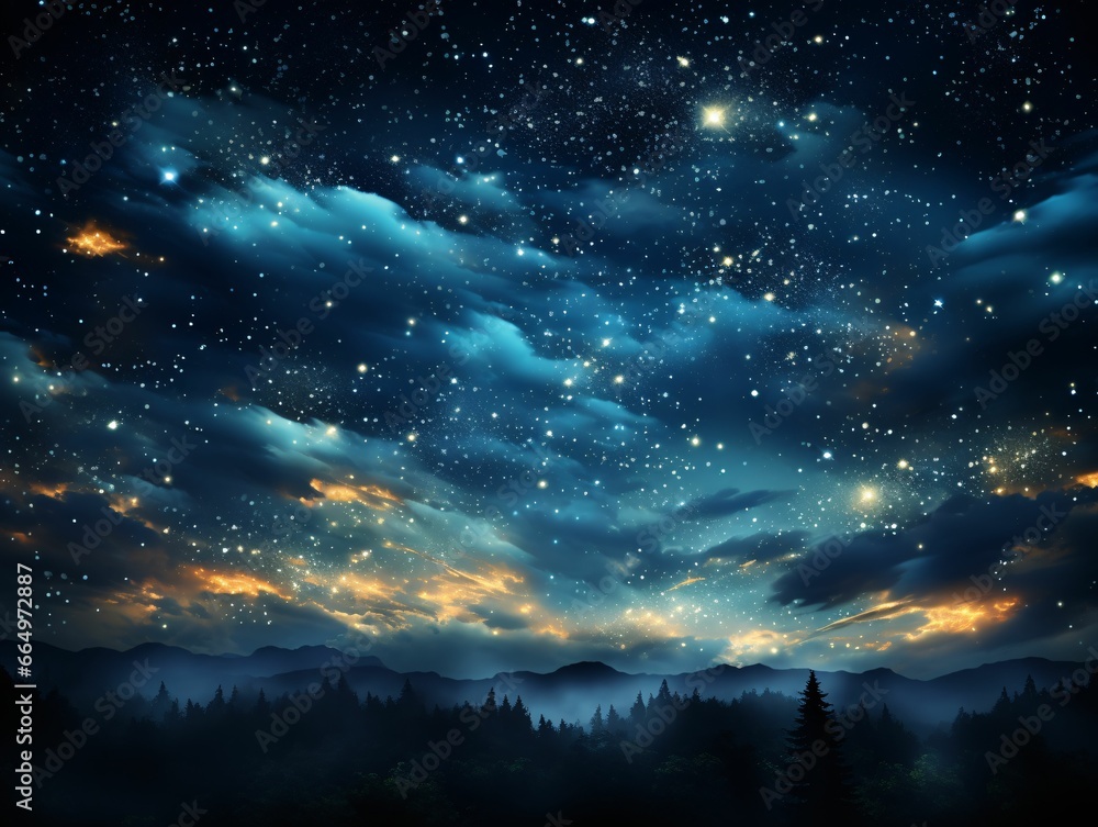 Starry Blue Night Sky. Universe Filled with Stars