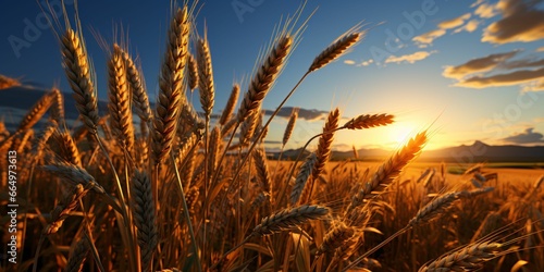 Wheat Fields with a Beautiful Sunset View © Resdika