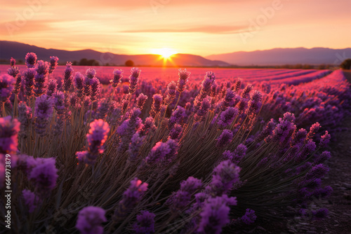 Sunrise over lavender fields in Provence