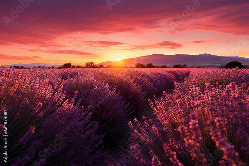 Sunrise over lavender fields in Provence