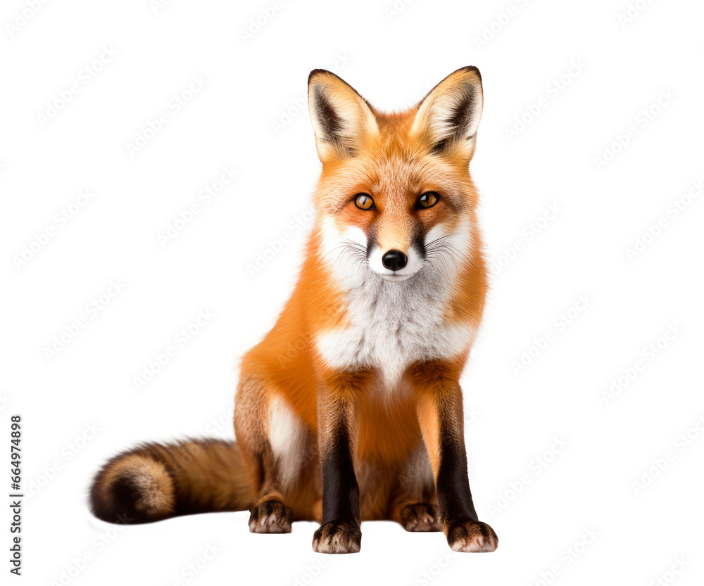 red fox standing isolated on transparent background. PNG file. AI generated red fox standing isolated on transparent background. PNG file. AI generated