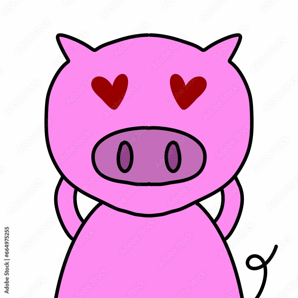 cute pig cartoon on white background , illustration cute pig cartoon on white background , illustration