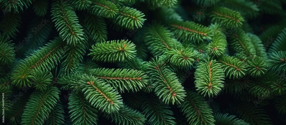 Christmas tree branches on a natural background.