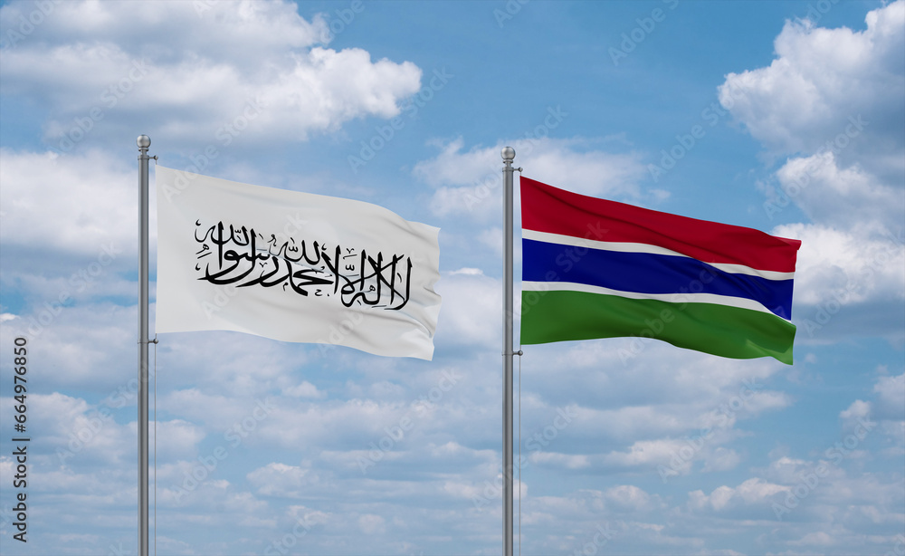 Gambia and Afghanistan flags, country relationship concept Gambia and Afghanistan flags, country relationship concept