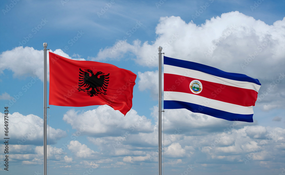 Costa Rico and Albania flags, country relationship concept