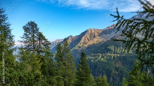 Hochalmspitze mountains area in hohe tauern in autumn sesason photo