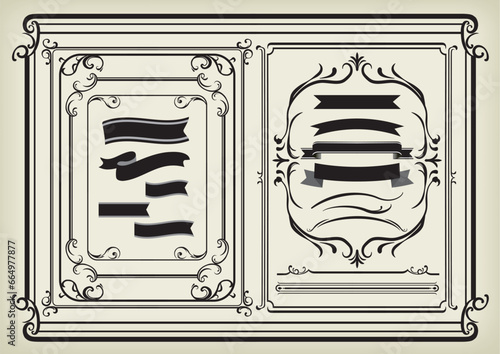 リボンと飾り罫セット
