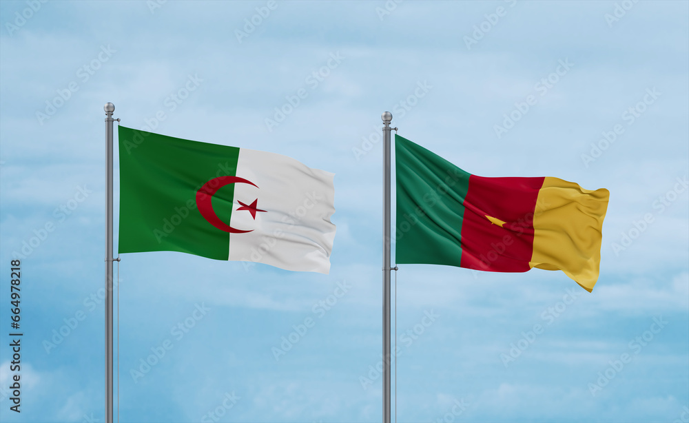 Cameroon and Algeria flags, country relationship concept Cameroon and Algeria flags, country relationship concept