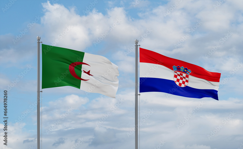 Croatia and Algeria flags, country relationship concept Croatia and Algeria flags, country relationship concept