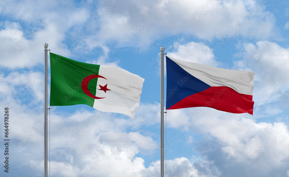 Czech Republic and Algeria flags, country relationship concept Czech Republic and Algeria flags, country relationship concept