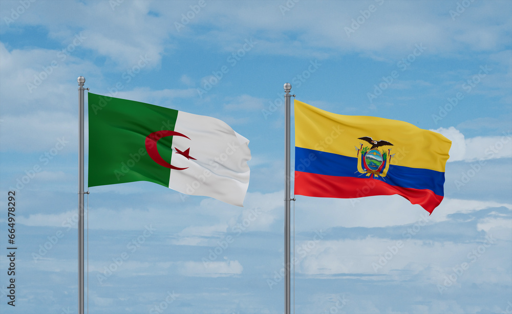 Ecuador and Algeria flags, country relationship concept Ecuador and Algeria flags, country relationship concept