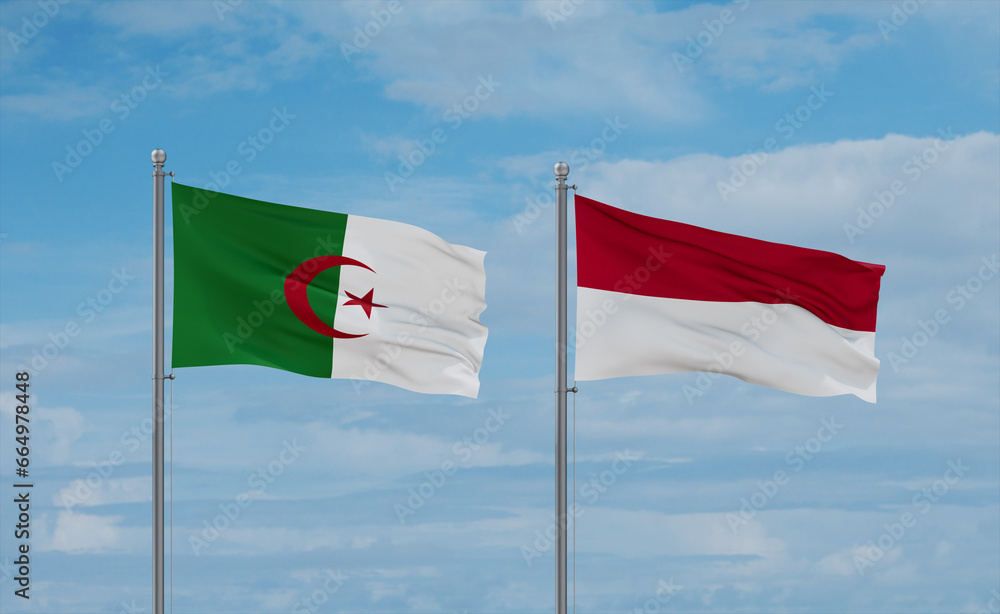 Indonesia and Algeria flags, country relationship concept Indonesia and Algeria flags, country relationship concept