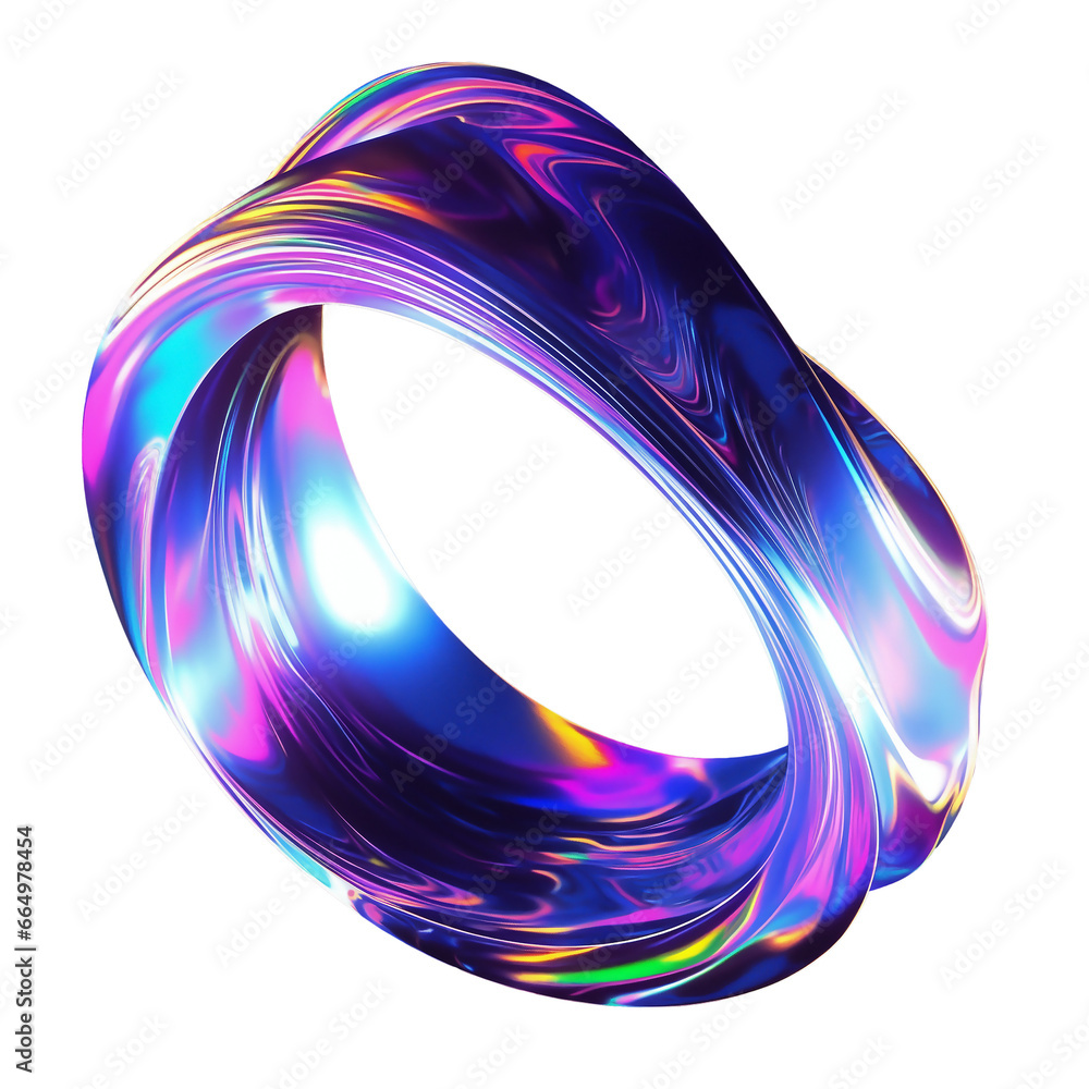 Abstract holographic melted shape png. Liquid metal form isolated. Iridescent wavy chrome substance - obrazy, fototapety, plakaty 