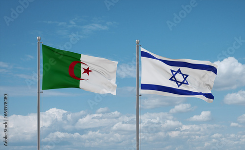 Israel and Algeria flags, country relationship concept