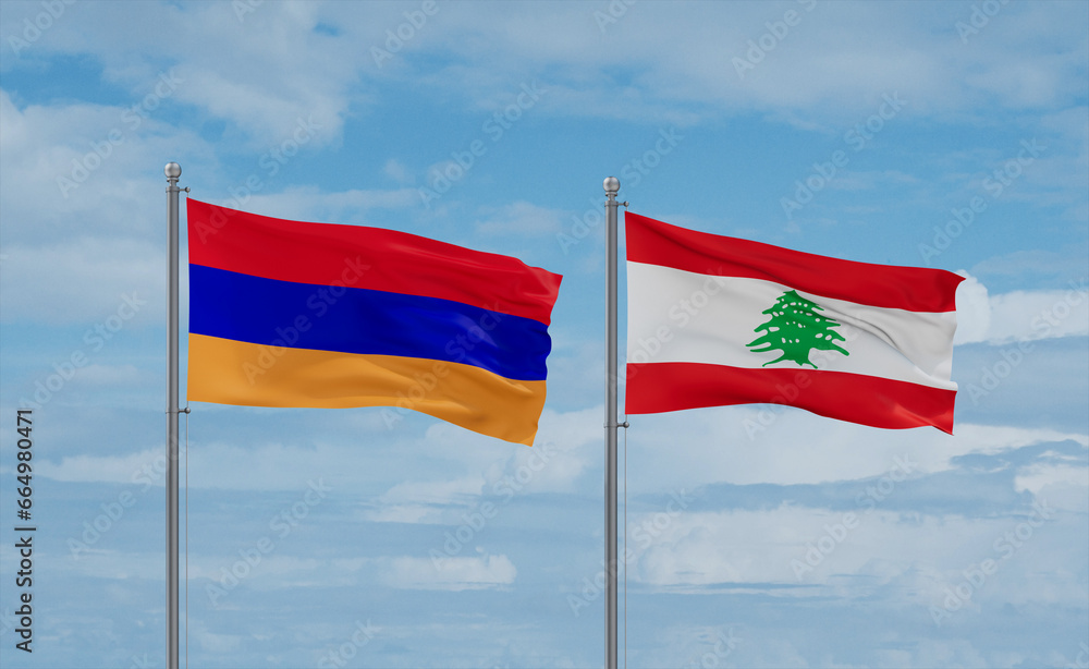 Lebanon and Armenia flags, country relationship concept Lebanon and Armenia flags, country relationship concept