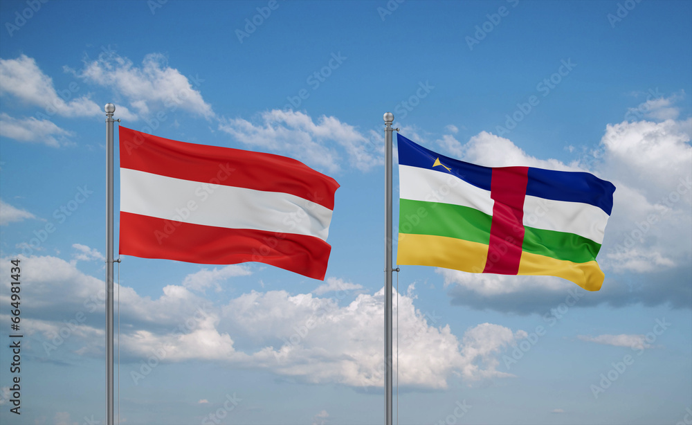 Central African Republic and Austria flags, country relationship concept Central African Republic and Austria flags, country relationship concept