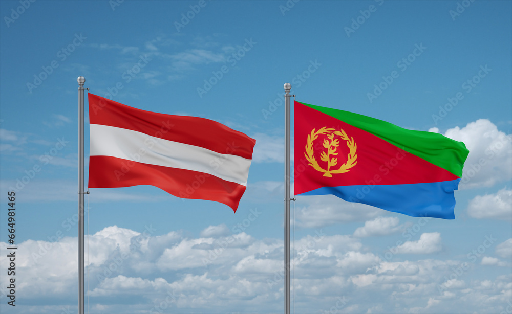 Eritrea and Austria flags, country relationship concept Eritrea and Austria flags, country relationship concept