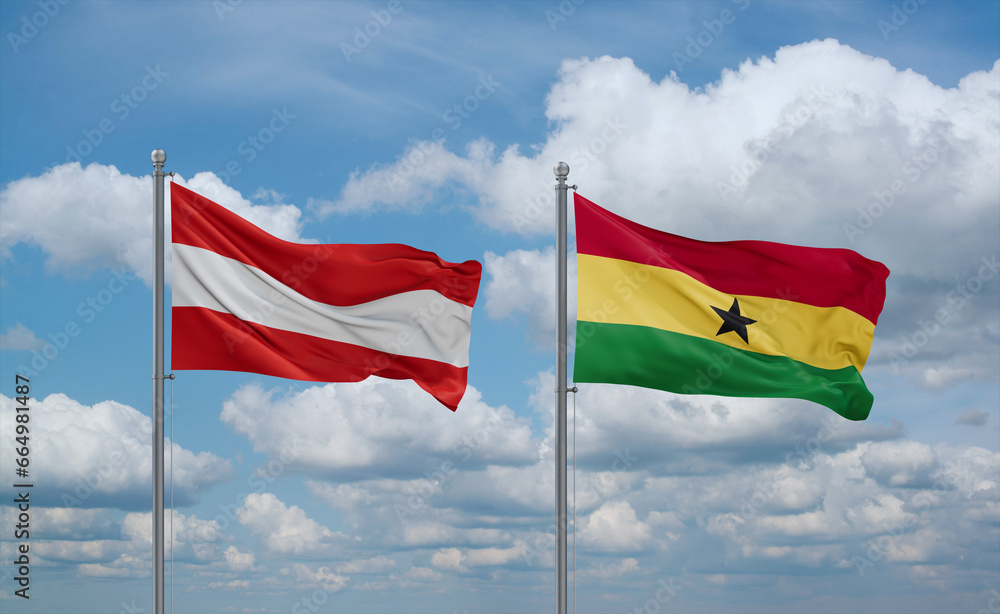 Ghana and Austria flags, country relationship concept Ghana and Austria flags, country relationship concept
