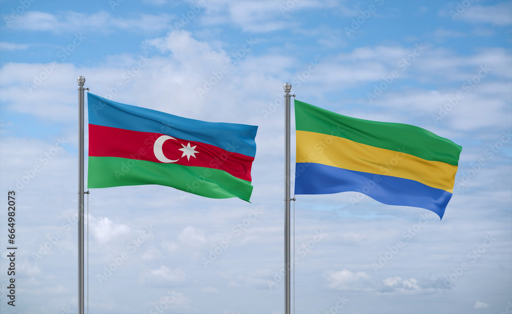 Gabon and Azerbaijan flags, country relationship concept Gabon and Azerbaijan flags, country relationship concept