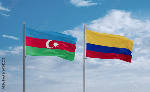 Colombia and Azerbaijan flags  country relationship concept