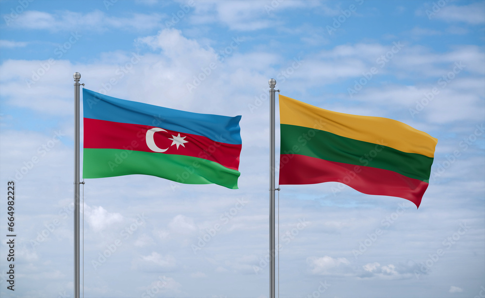 Lithuania and Azerbaijan flags, country relationship concept Lithuania and Azerbaijan flags, country relationship concept